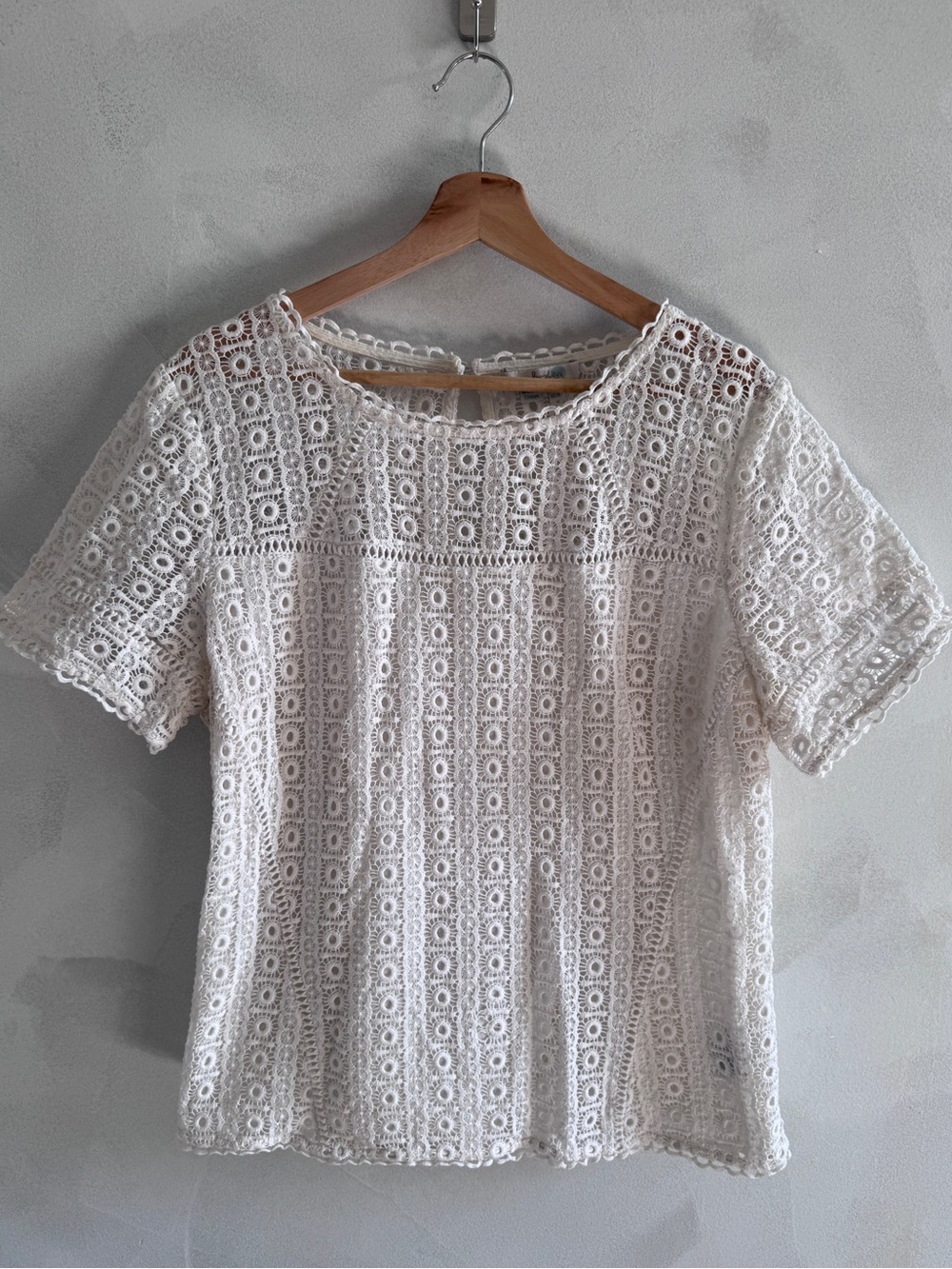 Boden - White Crochet Lace Short Sleeve Top